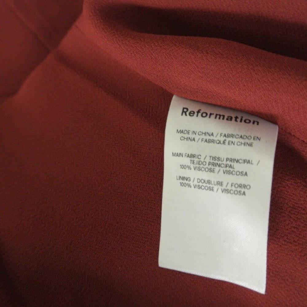 NEW Reformation Brogan Long Sleeve Button Front Midi Dress Chianti Size 12 #X108 - Picture 11 of 12